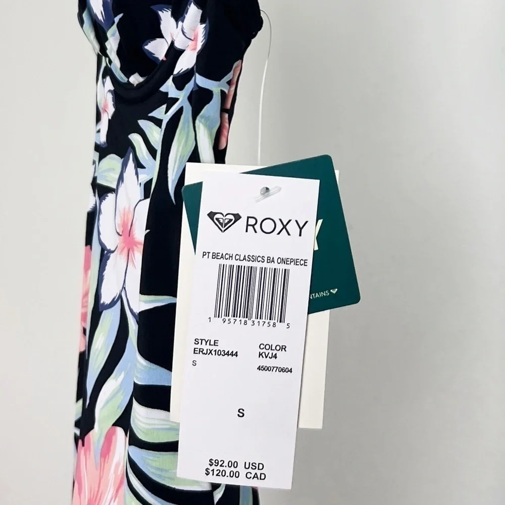 NWT Roxy Printed Beach Classics One-Piece Swimsuit Tropical Floral